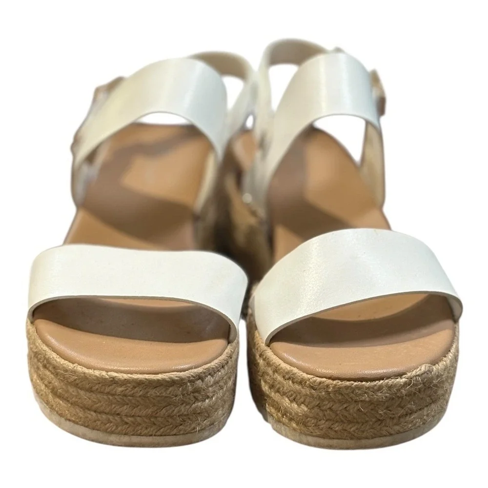 Xappeal Amelia Platform Sandals Womens‎ 7 White Espadrille Studded Buckle Strap